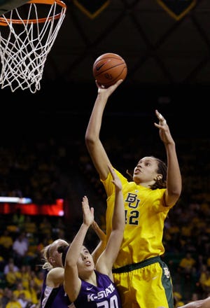 Baylor center Brittney Griner scores over Kansas State guard Brianna Craig during the Bears' 90-68 win on Monday in Arlington. Griner scored 50 points for No. 1-ranked Baylor.
