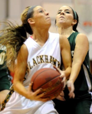 Blackhawk's Chassidy Omogrosso drives to the during the Cougars' WPIAL semifinal loss.