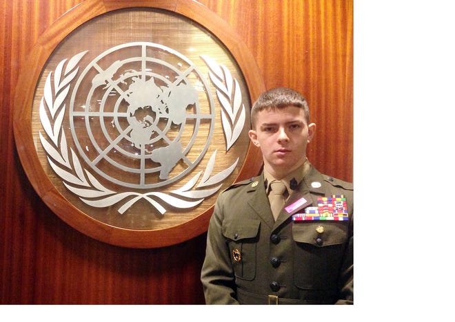 Alex Messmer, 17, of Havelock is shown at the United Nations in New York.