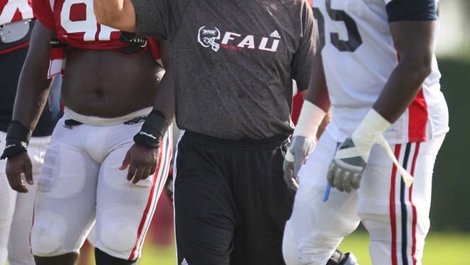 082212 Florida Atlantic University head football coach Carl Pelini during practice. (Allen Eyestone/The Palm Beach Post)