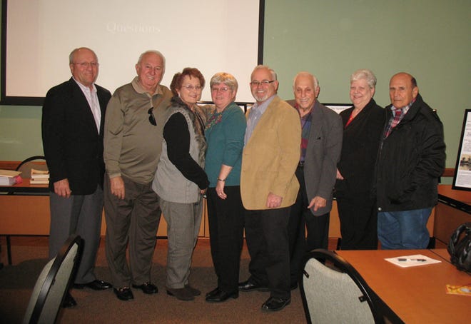 Attending the Iberville Parish Chapter of the Daughters of the American Revolution meeting Feb. 26 are from left, Cleben Trahan, Stanley “Jackie” Jackson, Judy Landry, speaker Stella Tanoos, Gerald Landry, John Wilbert, Pat Blanchard and Ralph Stassi.