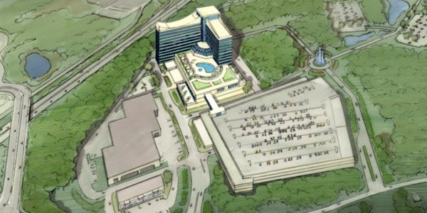 This artist rendering released Apirl 26, 2012, by the Mashpee Wampanoag Tribe depicts a resort casino that the tribe has proposed be built in Taunton.