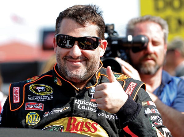 Tony Stewart enters today’s race at Fontana in 24th place in the NASCAR Sprint Cup standings.
(Terry Renna | Associated Press | File)