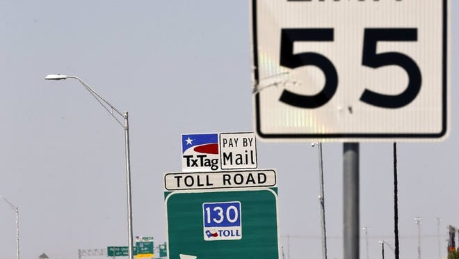 This 55 mph sign, on the southbound Texas 130 service road near Mustang Ridge, should be gone within a week or so. The Texas Transportation Commission decided Thursday to raise speed limits to 60 and 65 mph on the frontage roads between Mustang Ridge and Lockhart.
