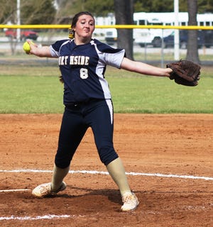 Northside sophomore Hunter Halford struck out 10 in pitching a no-hitter as the Monarchs beat Jacksonville 2-0 Monday in the first round of the Piggly Wiggly Softball Tournament at Richlands High. The three-day tournament continues today beginning at 10 a.m.