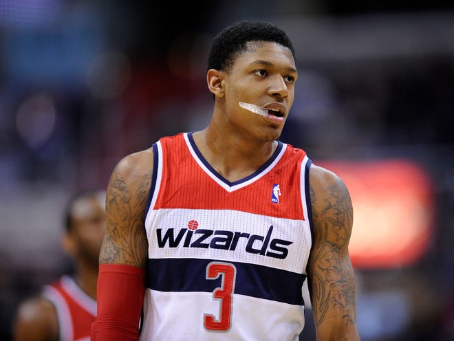Washington Wizards rookie Bradley Beal will sit out the remainder of the regular season with a right leg injury. (Photo by The Associated Press)