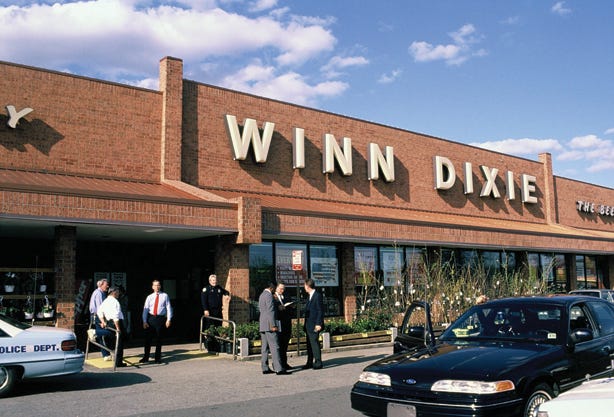 The former Winn-Dixie store on the day of the shooting at New Market Square on April 1, 1993.