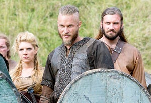 Katheryn Winnick, Travis Fimmel and Clive Standen | Photo Credits: Jonathan Hession / HISTORY