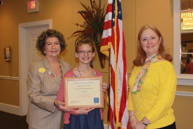 Emma Schmitke is pictured with Mrs. Wagner, president of Gaston County Republican Women, and Mrs. Jansen, vice president of Gaston County Republican Women.
