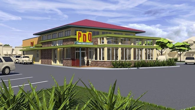 PDQ’s West Palm Beach location is slated to open at the end of April. Customers can dine in or use the drive-through window for takeout orders. Courtesy of PDQ Palm Beach