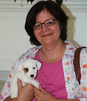 Shirley Miyahara and Scout, her Russell Terrier.