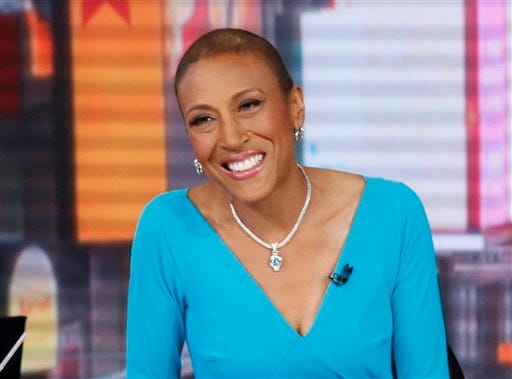 This image released by ABC shows anchor Robin Roberts during a broadcast of "Good Morning America," Wednesday, Feb. 20, 2013 in New York. Roberts is resting at home and off "Good Morning America" this week after another hospital stay as part of her recuperation from a rare blood disease. The ABC News morning show host said she felt ill last week while on vacation and was told to return to New York and go to the hospital to fight off an infection. She's home now, and posted on Facebook on Thursday, April 18, that she's feeling much better. Roberts underwent a bone marrow transplant last September to treat MDS, a blood and bone marrow disease.
