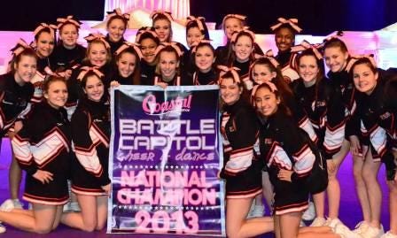 The Pennsbury junior varsity cheerleaders won their division at the Battle at the Capitol.