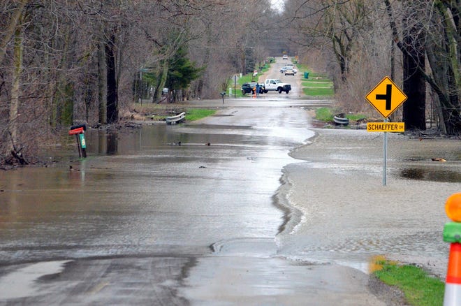 S. Willowbrook had waters from the Sauk/Coldwater river over the roadway both north and south of Shaeffer Dr.