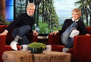 Ellen DeGeneres, Kate McKinnon | Photo Credits: Michael Rozman/Warner Bros.