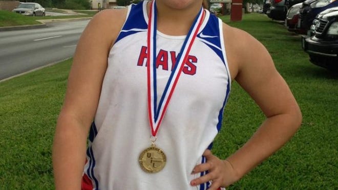 Hays sophomore Meagan Gray finished first in the Class 4A pole vault.