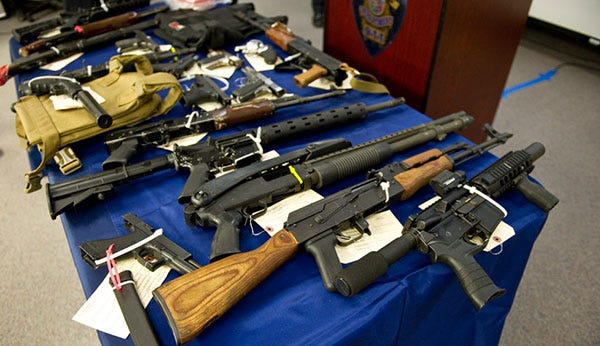 Evidence displayed at a recent news conference held by the ATF.