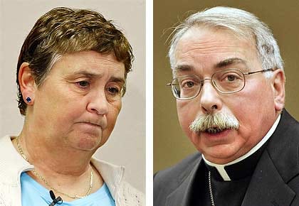 Carla Hale, left, was a physical education teacher at Bishop Watterson High School for 19 years; Bishop Frederick Campbell has led the Roman Catholic Diocese of Columbus since 2005.
