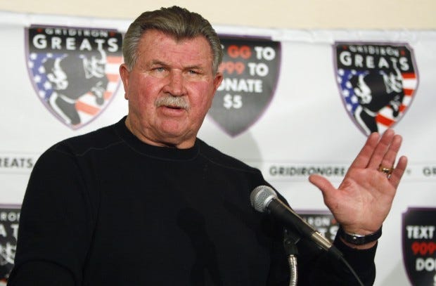 In this Oct. 27, 2009, file photo, former Chicago Bears coach and Aliquippa native Mike Ditka speaks at a news conference in Chicago. ESPN producer Seth Markman says Ditka suffered a minor stroke Friday.