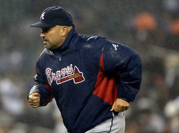 Fredi Gonzalez and the Atlanta Braves had their game with the New York Mets on Saturday postponed.
(Carlos Osorio | Associated Press)