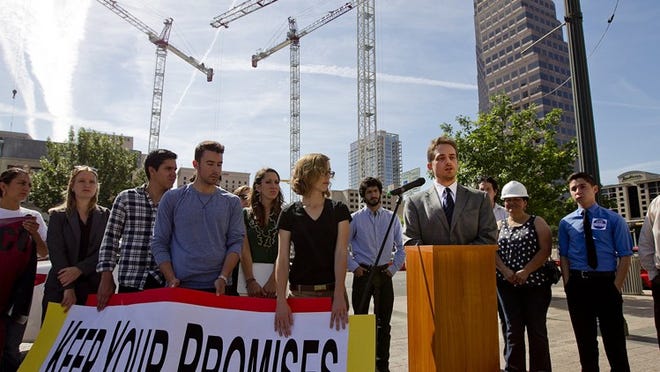 Brian McGiverin, an attorney with the Texas Civil Rights Project, filed a petition Tuesday asking a judge to intervene in the dispute between labor advocates and the developer of the downtown Marriott hotel.