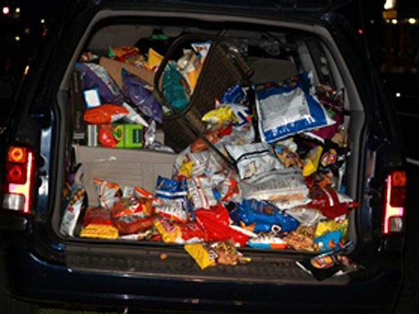 A Marion County sheriff's deputy pulled over a Ford van on Thursday night and reported finding stolen Frito-Lay chips inside. (Photo courtesy of MCSO)