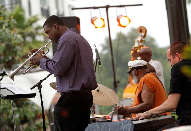 The Zac Chester Quartet performs during the 11th annual Jazz Festival put on by the Gainesville Friends of Jazz at the Tioga Town Center on Saturday.