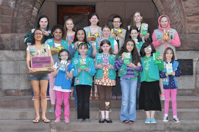 Top Girl Scout cookie sellers from the Quincy Service Unit.

First row left to right Brianna Cristiani, Kassandra Dineen, Margaret Powers, Shelby Maze, Colleen McDonough , Amy Trillcott.

Second row left to right: Sofia (Paola) Arguedas-McClay, Stephanya Mendes, Jessica Morabito, and Aisling Mannion

Bottom Row left to right: Lindsey Lo, Sophia Palermo, Brianna Joyce, Amanda Powers, Tanda McAuliffe, Sarah Patacchiols, and Zoe Stallbaum