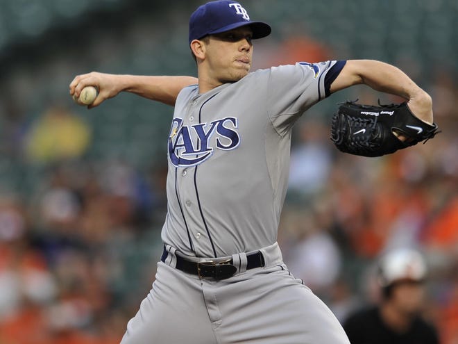 Tampa Bay Rays pitcher Jeremy Hellickson delivers against the Baltimore Orioles in the first inning Friday night in Baltimore.