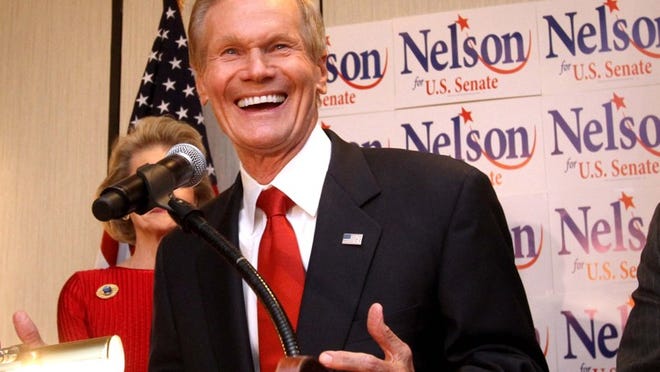 Florida Sen. Bill Nelson celebrates during his campaign party in Orlando, Florida, Tuesday, November 6, 2012. Nelson defeated challenger Connie Mack. (Joe Burbank/Orlando Sentinel/MCT)