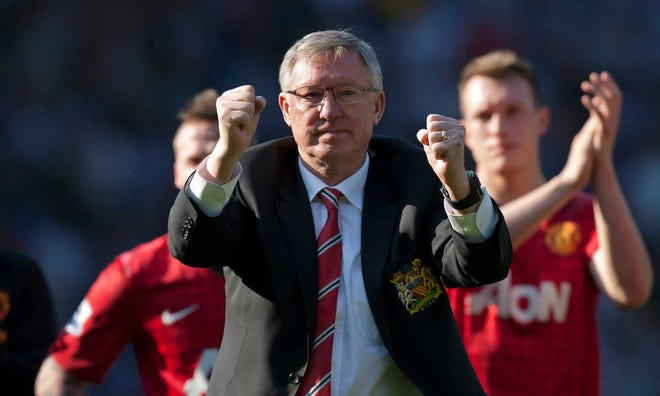 Manchester United manager Alex Ferguson gestures after the match against West Bromwich Albion. His final contest ended in a draw.