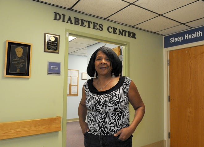 Francis Bynoe of Brockton visits the diabetes center at New England Sinai in Stoughton on Friday.