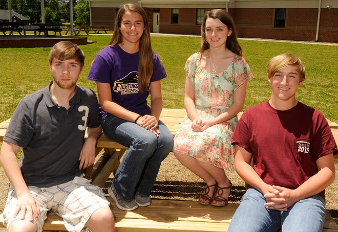 From left, Southside High students Tanner Gray, Abbey West, Emily Payne and Andrew Prince are pictured May 13 at the school. The students recently attained national recognition — four of only about 130 students nationwide — for excellent performance in Spanish.