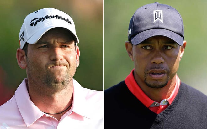 Sergio Garcia, at left, said on Tuesday he wants to move on from his war of words with Tiger Woods, at right, but added "it will be difficult to forget" what happened.
