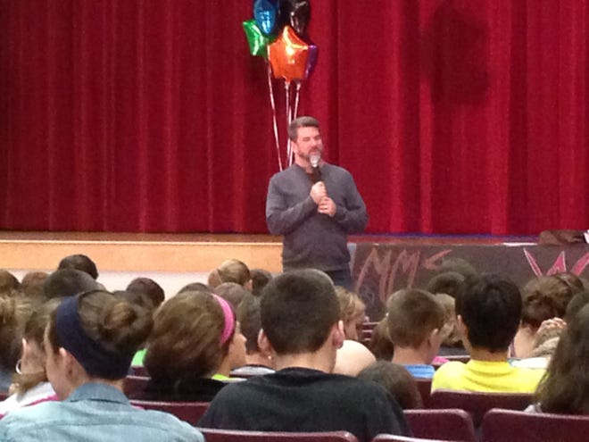Best-selling author Christopher Golden visited Horace Mann Middle School in Franklin. Students there read several of his books during a school-wide reading project.