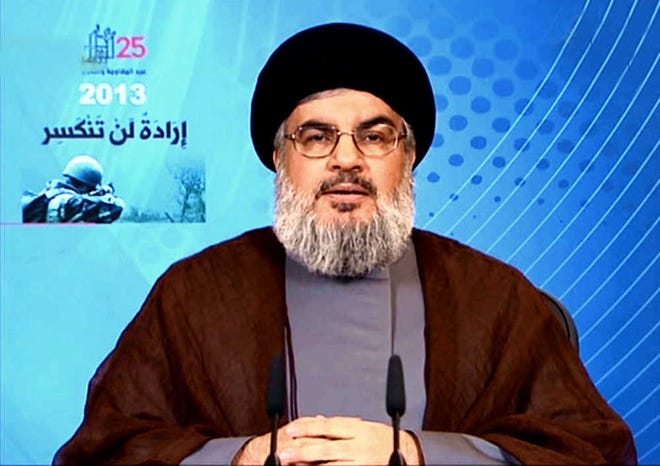 Hezbollah chief Hassan Nasrallah gives a televised speech Saturday to mark the anniversary of Israel’s May 2000 withdrawal from southern Lebanon.