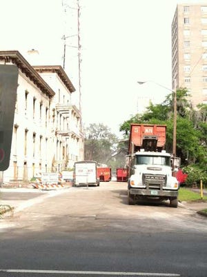 Photo courtesy of Lynch Associates Architects A look east along Huntington Street after demolition crews removed a 45-year-old addition to the old Warren Candler Hospital complex.