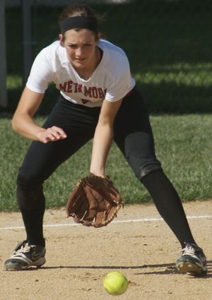 Abby Barrow fields a groundball during the first game of the Illinois Valley Central Regional against Galesburg