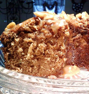 This recipe for Fresh Apple Cake with Butter Pecan Glaze originated from the back of a sack of Lily White Flour, but Opal Morgan said she added and changed some of the ingredients to make it her own.