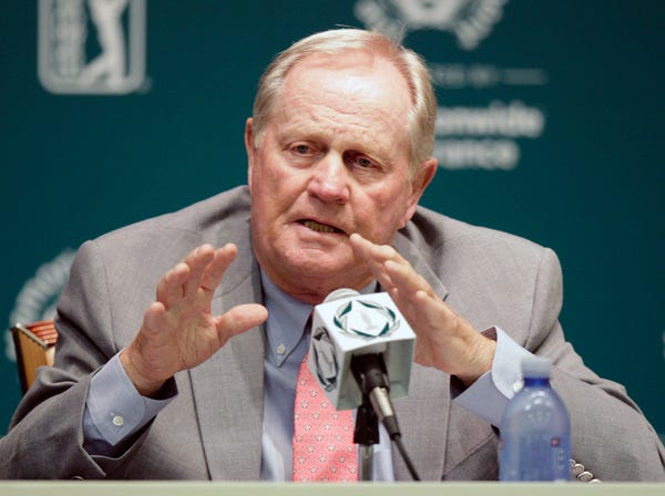 Jack Nicklaus answers questions during a news conference before the Memorial golf tournament Wednesday in Dublin, Ohio. (Jay LaPrete | Associated Press)