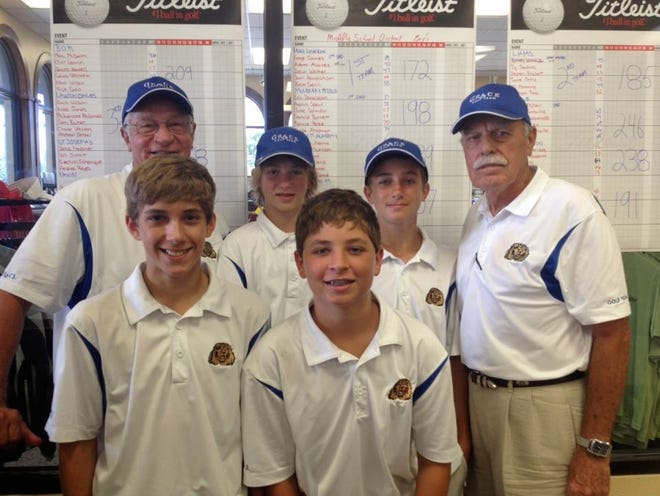 Grace Lutheran placed first by 13 strokes as a team in the middle school tournament with three members in the top 10. The players on the team are Gage Carnes (39), Adam Alvarez (42), Sam Hendrickson (44), Drew Walker, and Brett Geric. (PROVIDED TO THE LEDGER)