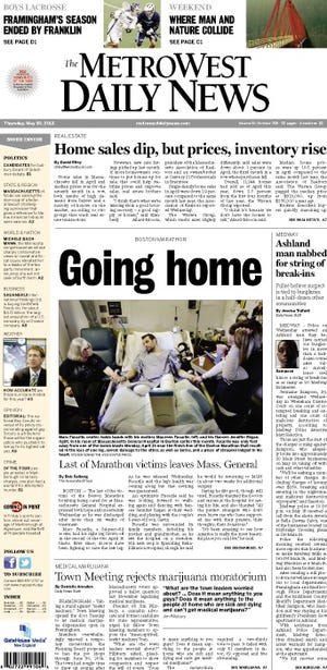 Front page of the MetroWest Daily News for 5/30/13