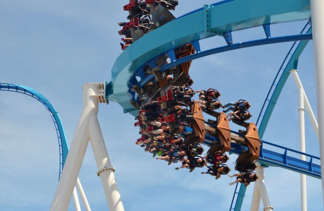 At Cedar Point park in Sandusky, Ohio, riders test out the new, $30-million winged rollercoaster called GateKeeper.