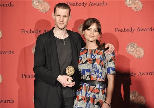 Honorees from the BBC television show "Dr. Who", actor Matt Smith, left, and actress Jenna Coleman attend the 72nd Annual George Foster Peabody Awards at the Waldorf-Astoria on Monday, May 20, 2013 in New York.
