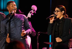 Usher, Michelle Chamuel | Photo Credits: Trae Patton/NBC