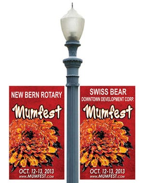 Mumfest banners are a familiar sight in downtown New Bern each fall.