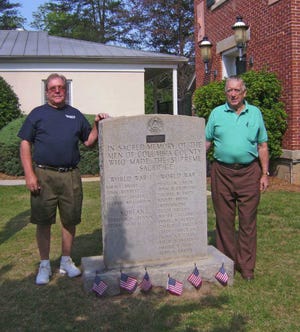 Special Photo Woodmen of the World, Martinez Lodge 1571's Lodge members placed flags at the Woodmen Monument honoring those who died in World War I, World War II, and the Korean War. We were honored to be able to participate on this Memorial Day. Members present were John Ryder (left), president and Frank Melton, treasurer. Not shown are vice president Kathy Kline, Jeff Cockerham and Peggy Ryder.
