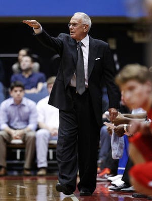 SMU head coach Larry Brown instructs his team during an NCAA game last season.