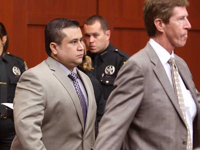 George Zimmerman arrives in Seminole circuit court, with his attorney Mark O'Mara in Sanford, Thursday, June 6, 2013. A Florida judge has denied a defense request to let a handful of witnesses testify confidentiality during Zimmerman's trial for fatally shooting Trayvon Martin. Zimmerman is pleading not guilty, claiming self-defense.