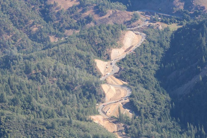 A Caltrans aerial photograph taken June 5 above Buckhorn to show the scope of the projects on Hwy 299 between Redding and Weaverville.